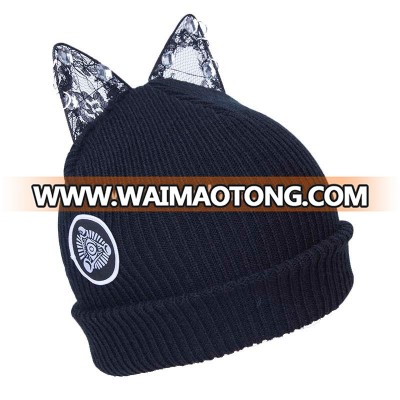 2016 Cheap Women's Winter Warm Knitted Beanie Caps with Cat Ears Hat 6 Colors